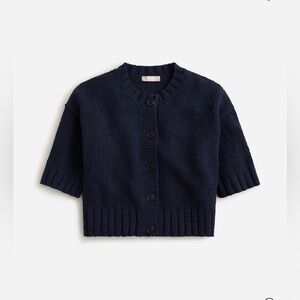 J. Crew Cropped Crewneck Cardigan Navy Size Extra Small